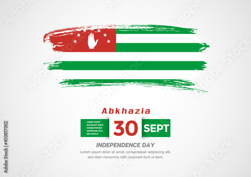Happy Independence Day of Abkhazia. Abstract country flag on hand drawn brush stroke vector patriotic background