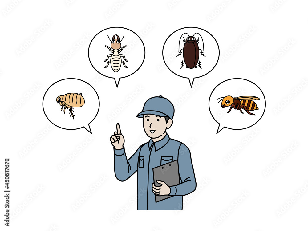 害虫について説明する害虫駆除業者の男性 イラスト素材 Stock Vector Adobe Stock