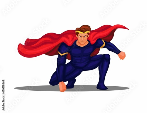 superhero landing pose character illustration vector