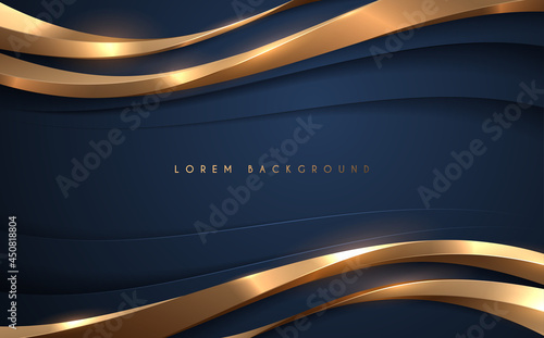 Abstract blue and gold waved shapes background