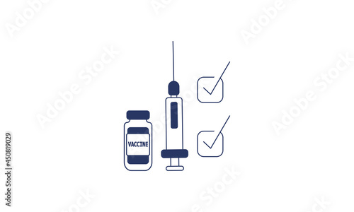 Syringe and vaccine. Vaccination concept. Immunization campaign. Vaccine shot. Health care and protection. Vaccine icons. Medical treatment.