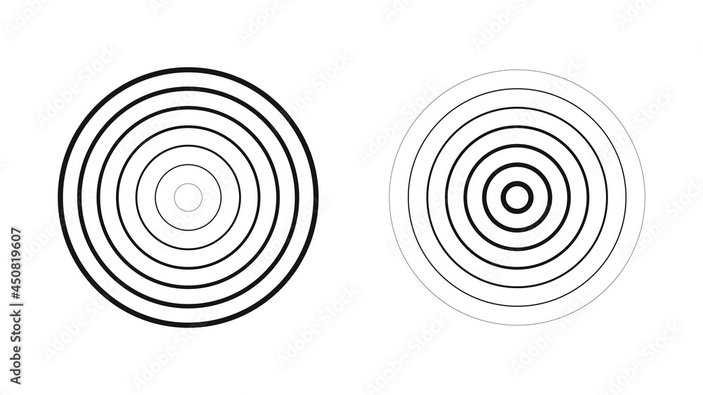 Concentric circles isolated on white background. Concentric circulation. Vector illustration.