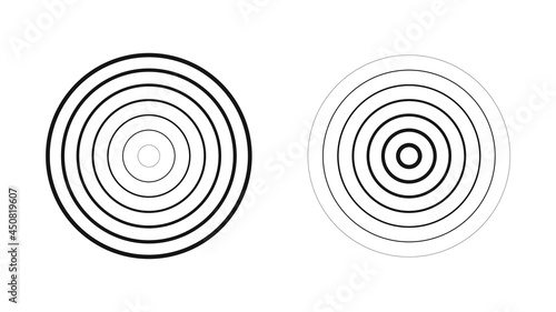 Concentric circles isolated on white background. Concentric circulation. Vector illustration.