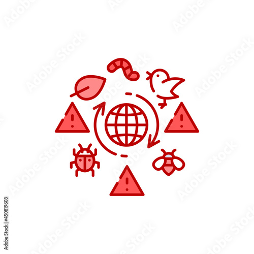 Biodiversity loss color line icon. Extinction animal species.