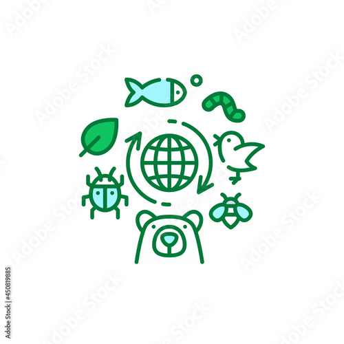Biodiversity color line icon. Environmental protection.