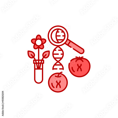 Genetically modified plant color line icon. Environmental problems.
