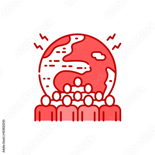 Overpopulation color line icon. Environmental problems.