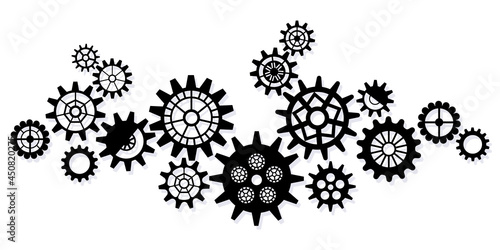 Steampunk gear set. Vintage cogwheels and gears. Suitable for industrial, technical, mechanical and steampunk designs. Vector illustration.