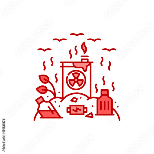 Land degradation black glyph icon. Ecological disaster.