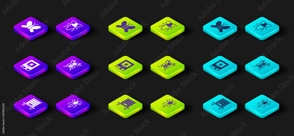 Set Hive for bees, Spider, Book about insect, Beetle deer, Cockroach and Butterfly icon. Vector Set Hive for bees, Spider, Book about insect, Beetle deer, Cockroach and Butterfly icon. Vector