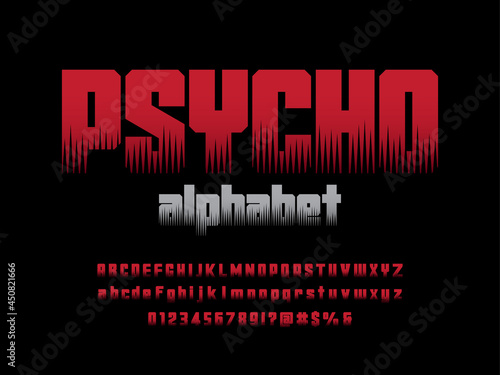 Modern abstract alphabet design with uppercase, lowercase, numbers and symbol