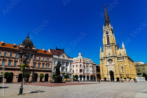 Novi Sad square and architecture street view, Vojvodina region. Serbia
