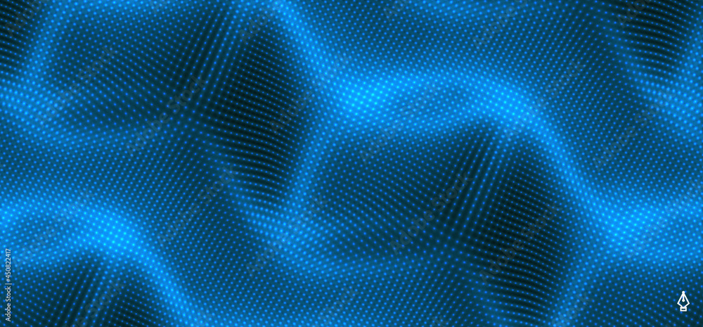 Obraz premium Background with convex forms. Grid surface. 3d dynamic vector illustration.