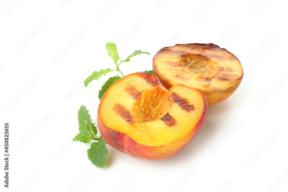 Tasty grilled peach isolated on white background