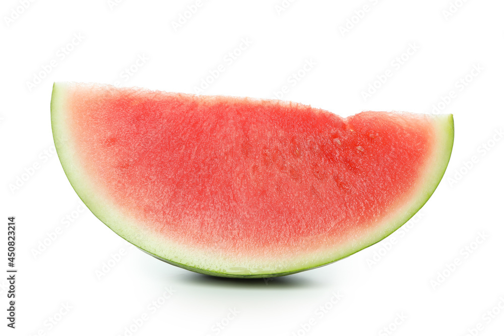 Juicy watermelon slice isolated on white background