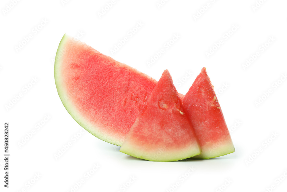 Juicy watermelon slices isolated on white background Juicy watermelon slices isolated on white background