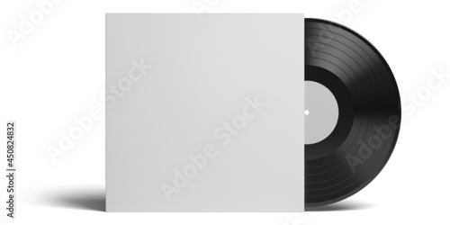 Vinyl record in cardboard cover mockup isolated