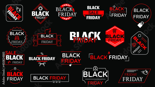 Set Black Friday Background. Vector Design Banner Sale Discount Invitation Web Poster Flyer Stylish Brochure, Greeting Card Template