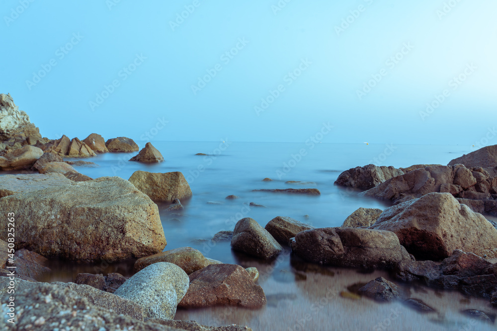 rocks and sea evening seascape photo