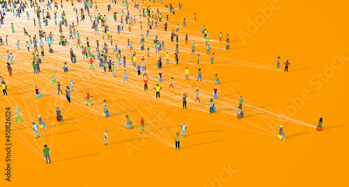 Top view of many different connected people - 3d illustration