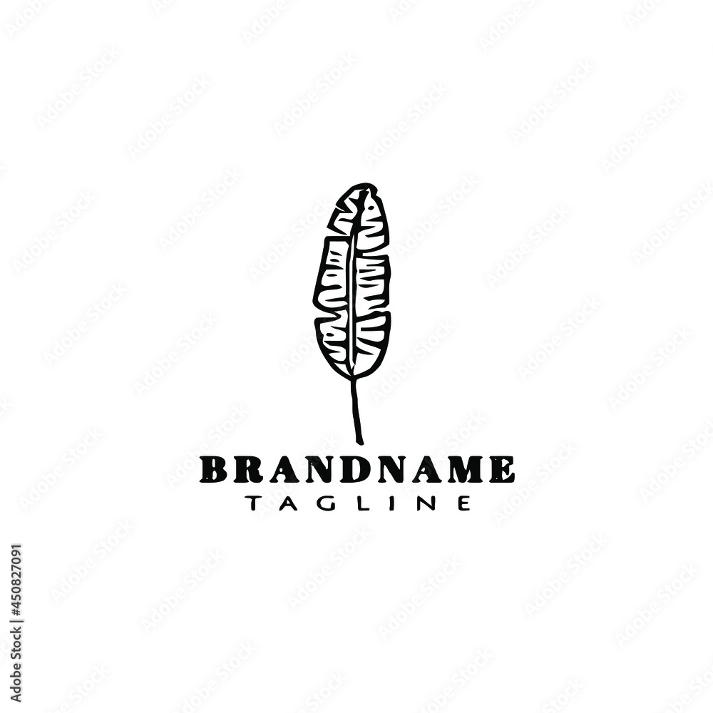 banana leaves cartoon logo cute design template black vector illustration banana leaves cartoon logo cute design template black vector illustration