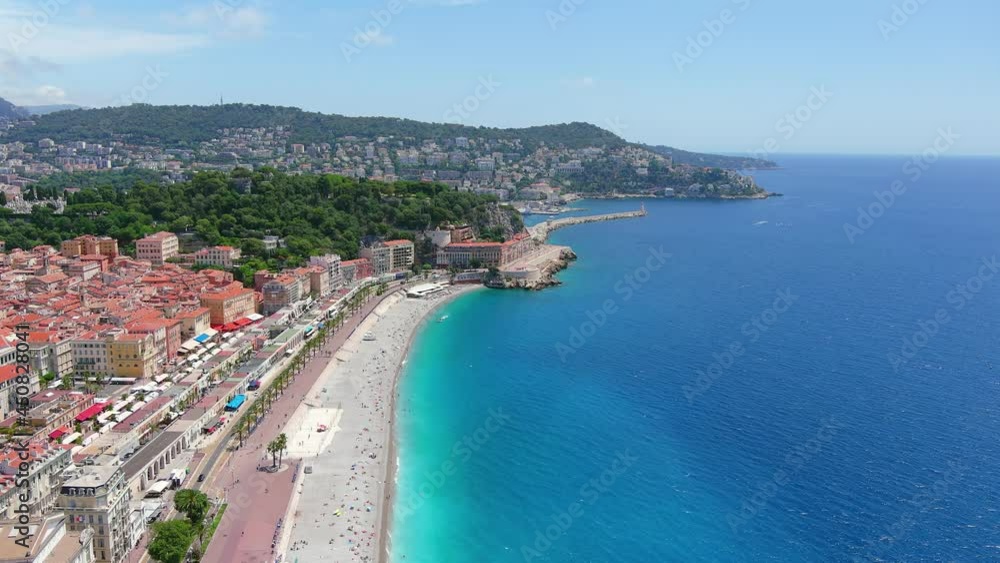 Nice: Aerial view of city in France, iconic hilltop park Castle Hill (Colline du Château) - landscape panorama of Europe from above Nice: Aerial view of city in France, iconic hilltop park Castle Hill (Colline du Château) - landscape panorama of Europe from above