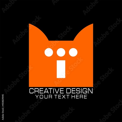 T letter logo design template vector, orange color abstract creative logo