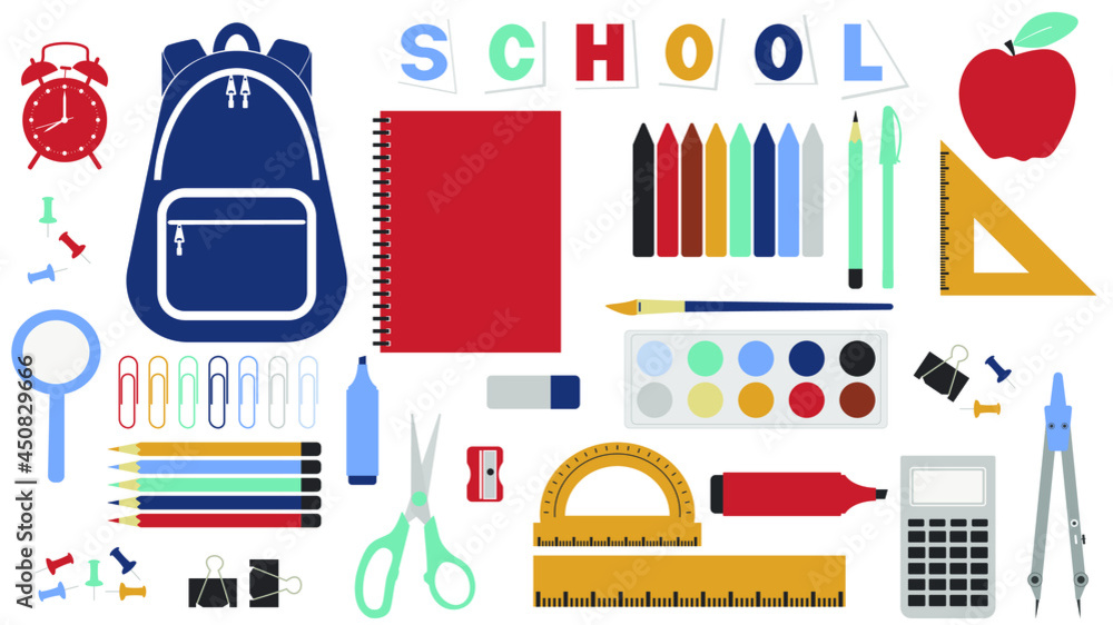 Vector of the school bundle Vector of the school bundle