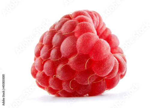 Ripe raspberries are isolated on a white background. Full clipping path.