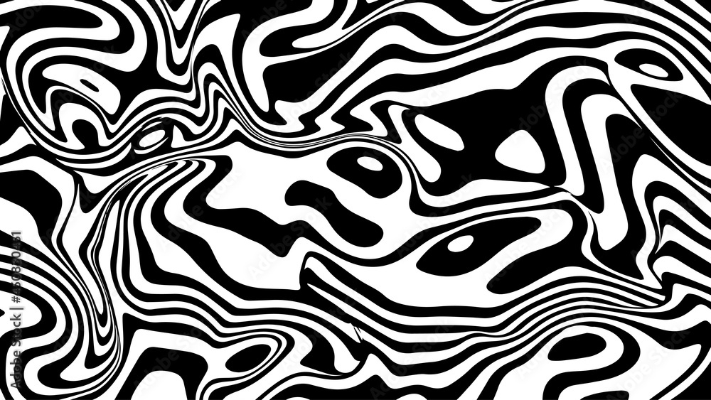 Vector graphic of Black and White abstract wavy background. Caustics distortion line art. Optical illusion motion striped 3d effect. Good for invitation cards, business brochures, textiles etc. Vector graphic of Black and White abstract wavy background. Caustics distortion line art. Optical illusion motion striped 3d effect. Good for invitation cards, business brochures, textiles etc.