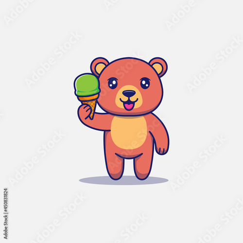 Cute bear carrying ice cream