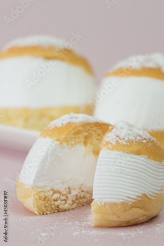 Homemade MARITOZZO is Italian bread stuffed with whipped cream.