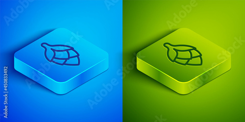 Isometric line Hop icon isolated on blue and green background. Square button. Vector