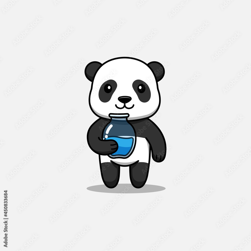 Cute panda carrying a jar of water Cute panda carrying a jar of water