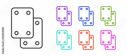 Black line Knee pads icon isolated on white background. Extreme sport. Skateboarding, bicycle, roller skating protective gear. Set icons colorful. Vector