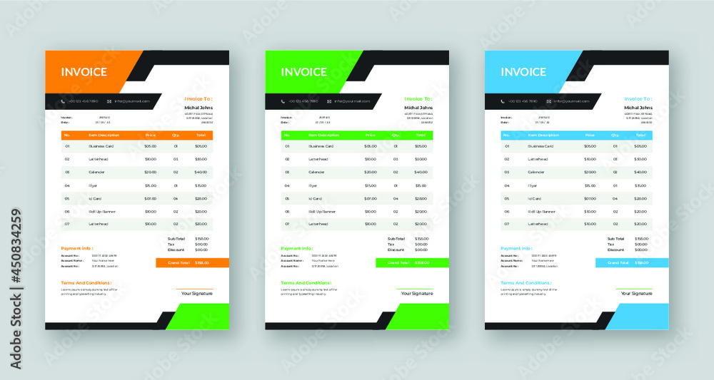 invoice template design Vector