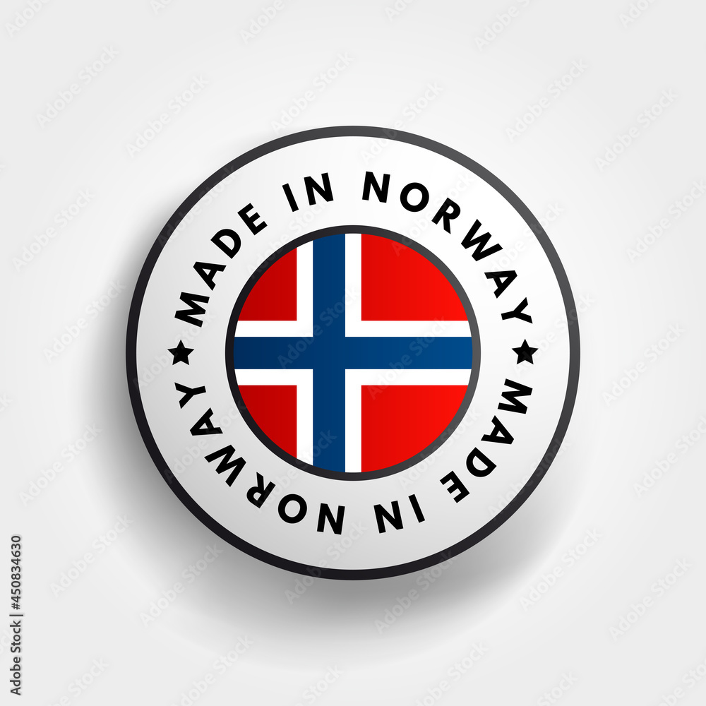 Made in Norway text emblem badge, concept background Made in Norway text emblem badge, concept background