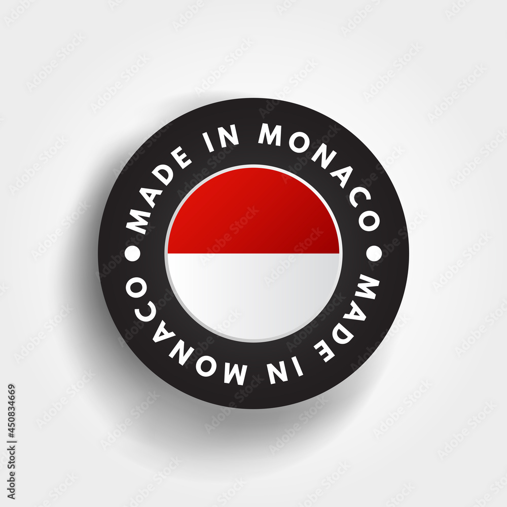 Made in Monaco text emblem badge, concept background Made in Monaco text emblem badge, concept background