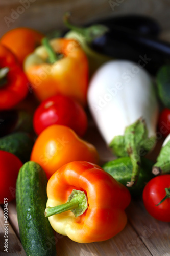 Fototapeta Naklejka Na Ścianę i Meble -  Set of fresh vegetables. Healthy food concept. Vegan claw.