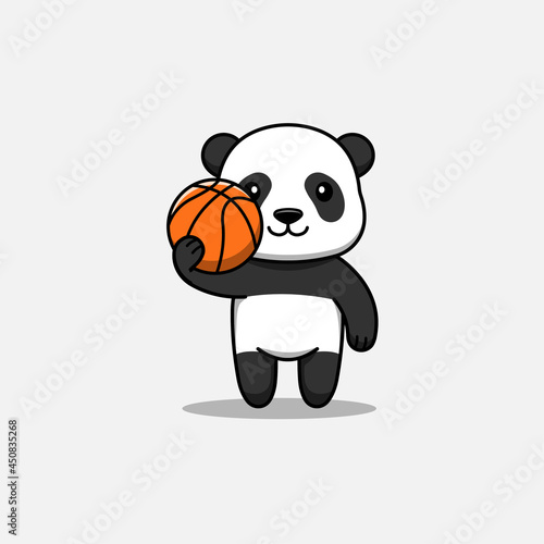 Cute panda carrying a basket ball
