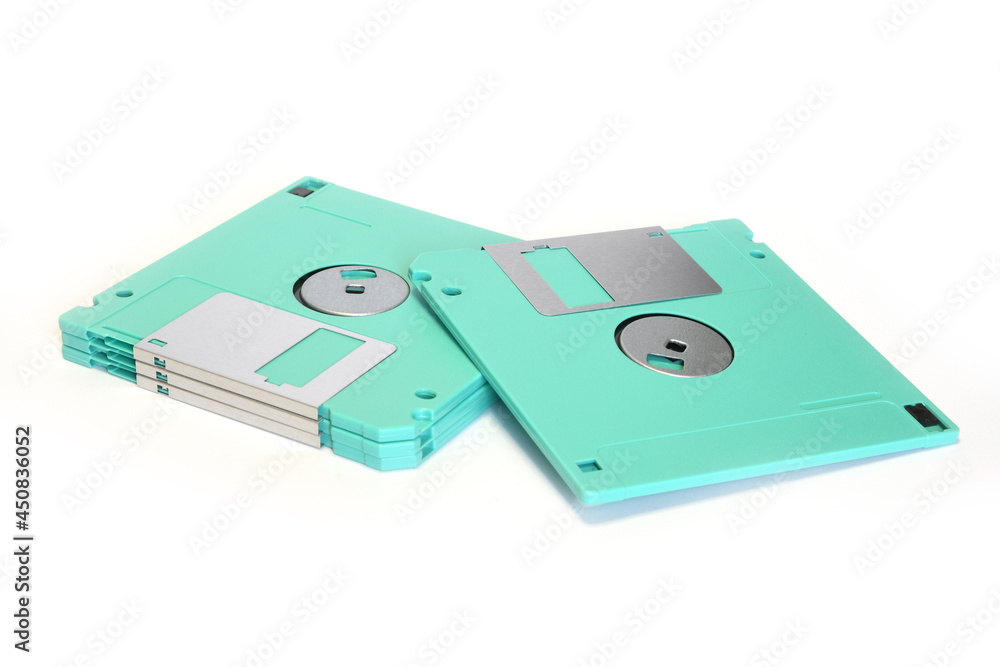 old floppy diskettes isolated on white old floppy diskettes isolated on white