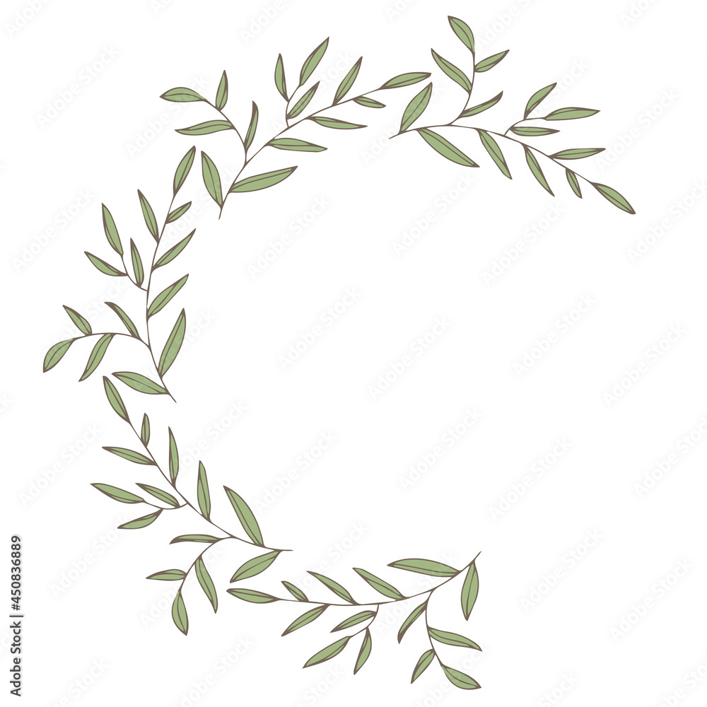 Fototapeta premium Vector round frame with olive branches and leaves