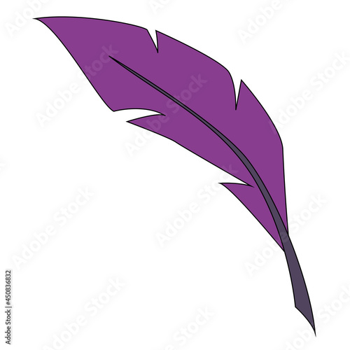 Vector isolated doodle style purple bird feather