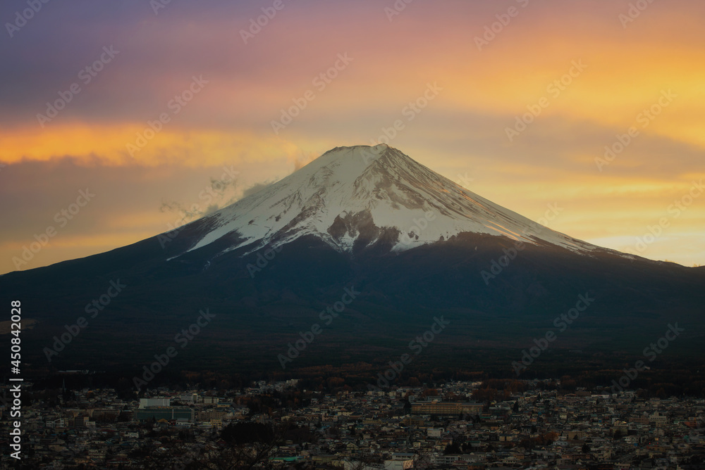 Beautiful scenic landscape of mountain Fuji , Japan