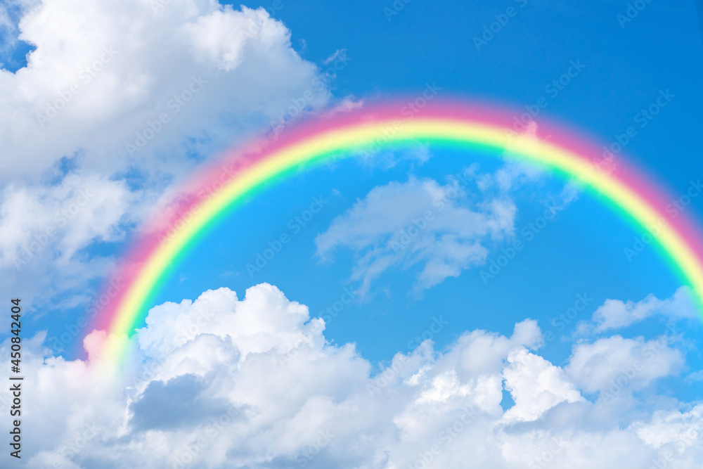 Rainbow in Blue sky with cloud.