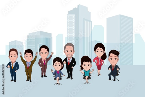 Cartoon carricature of a staff working in a company