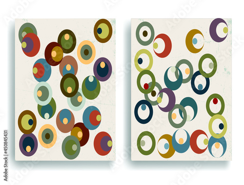 Vintage poster with mid century modern design elements . Wall art , home deco . Vector abstract shape.