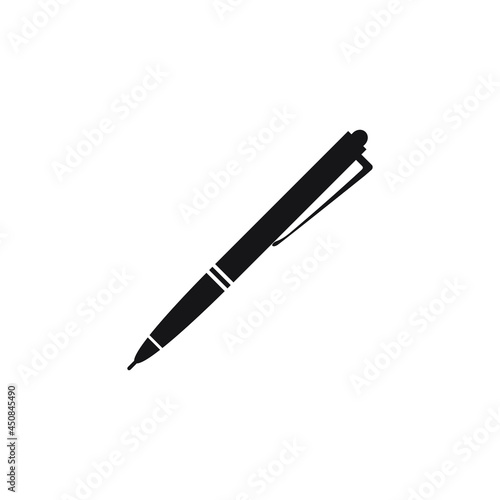 Ballpoint pen silhouette. Black vector icon.