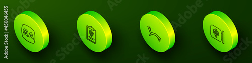 Set Isometric line Question and Answer, Psychology, Psi, Armchair and icon. Vector