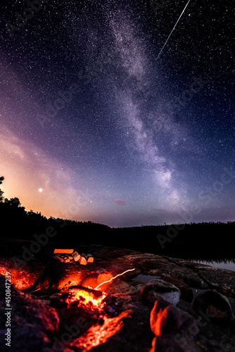 Fire under the night sky